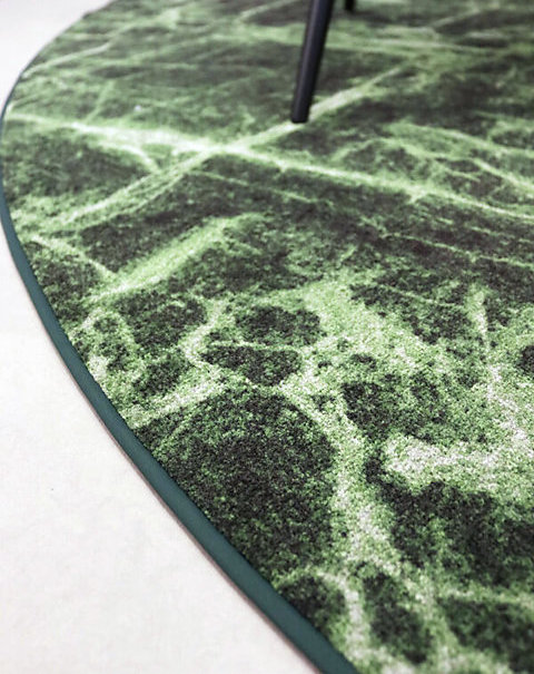 Interfloor Mystico kleur793 karpet op maat rond vloerkleed Groen marmerlook 600x761