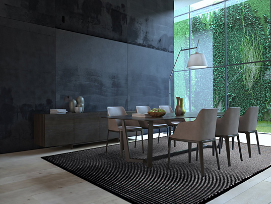 Nuage ‘Sunrise’ karpet in een eetkamer Nuage rechthoek sunrise