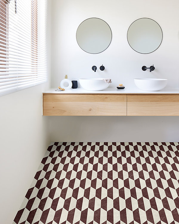 727 Interfloor ConstructS kleur241 badkamer uniekevloer rodetegel dubbele wastafel