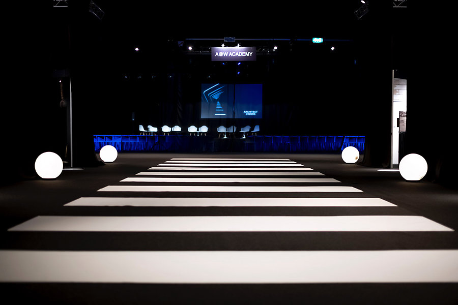 Een aangepaste scenografie en een nieuwe opstelling voor Architect@Work Kortrijk. (Foto: Architect@Work) Een aangepaste scenografie en een nieuwe opstelling