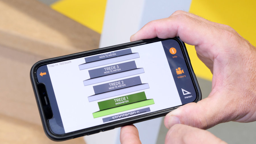 Nadat de order is aangemaakt in de PPC portal, kan de trap binnen 1 tot 1,5 uur nauwkeurig worden ingemeten via de app. (Foto: PPC) Nadat de order is aangemaakt in de PPC portal kan de trap binnen 1 tot 15 uur nauwkeurig worden ingemeten via de app