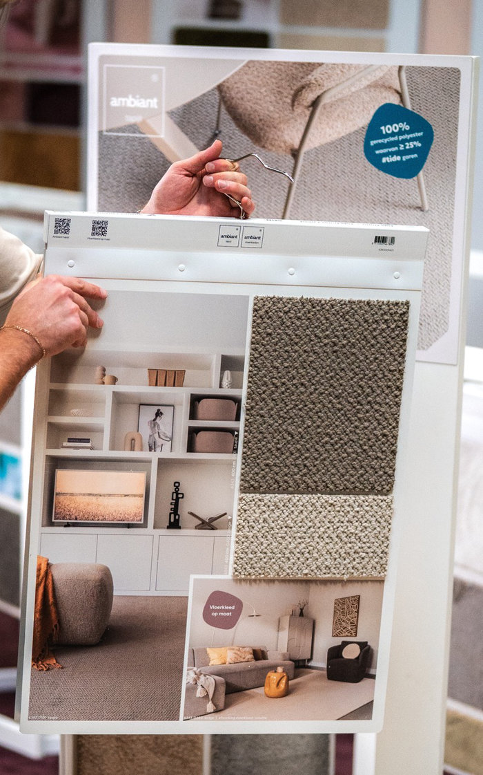 Alle kwaliteiten zijn gemaakt van 100 procent gerecycled polyester. Alle kwaliteiten zijn gemaakt van 100 procent gerecycled polyester